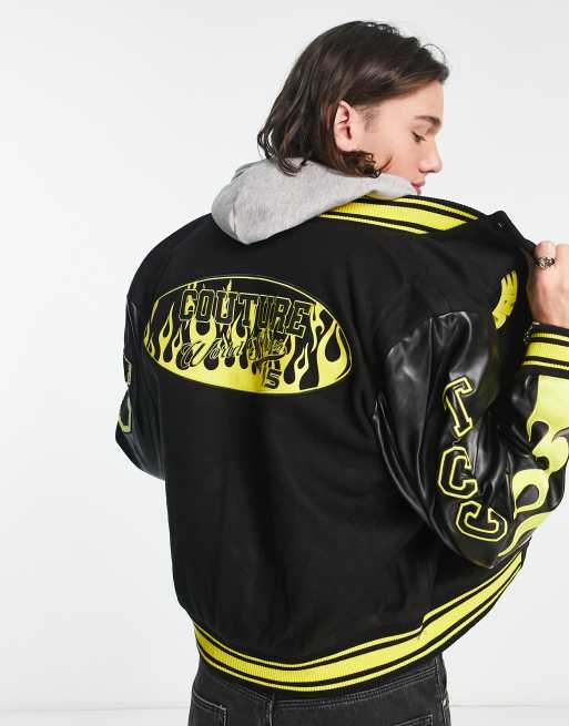 Black yellow varsity clearance jacket