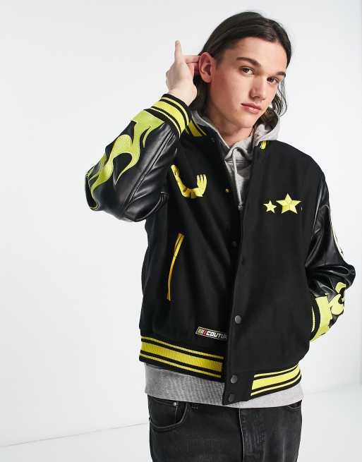 Black and 2025 yellow bomber jacket