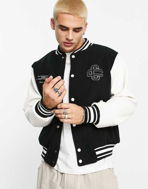 Black and outlet white varsity jacket