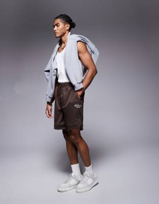 The Couture Club varsity mesh shorts in dark brown