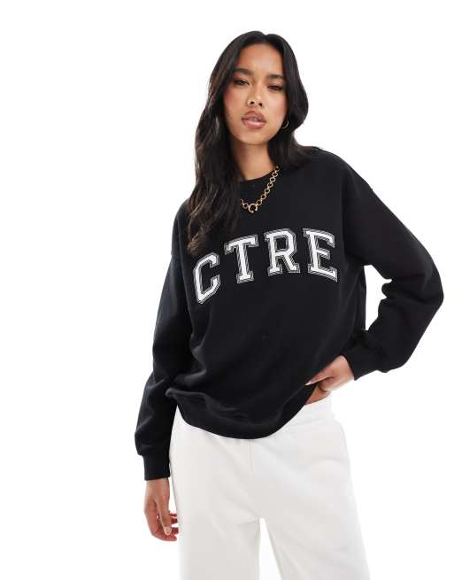 The Couture Club - Varsity sweater met ronde hals in zwart