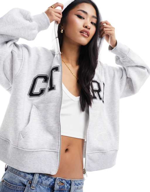 The Couture Club varsity zip through hoodie in gray heather | ASOS