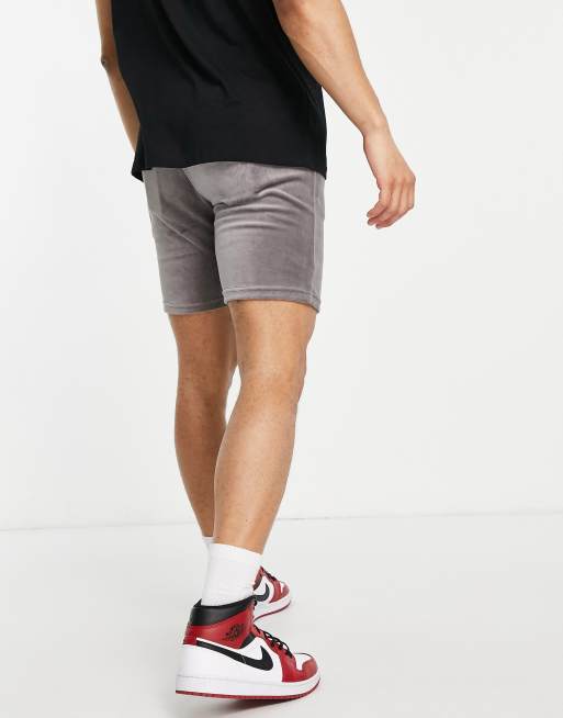 The Couture club velvet smart pull on shorts in charcoal, 2 of 4