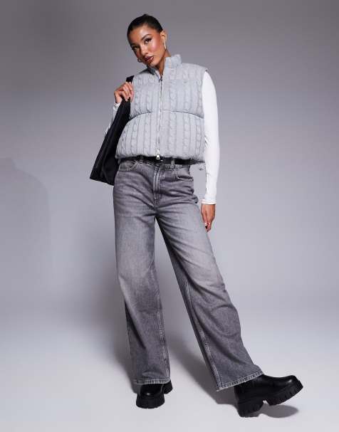 The Couture Club - Veste sans manches en maille torsadée - Gris chiné - view 1