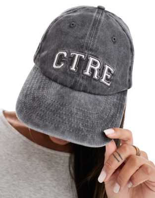 The Couture Club The Couture Club washed CTRE varsity cap in grey wash