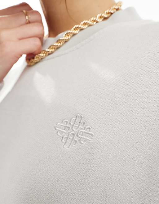 The Couture Club washed emblem sweatshirt in grey, 3 of 4