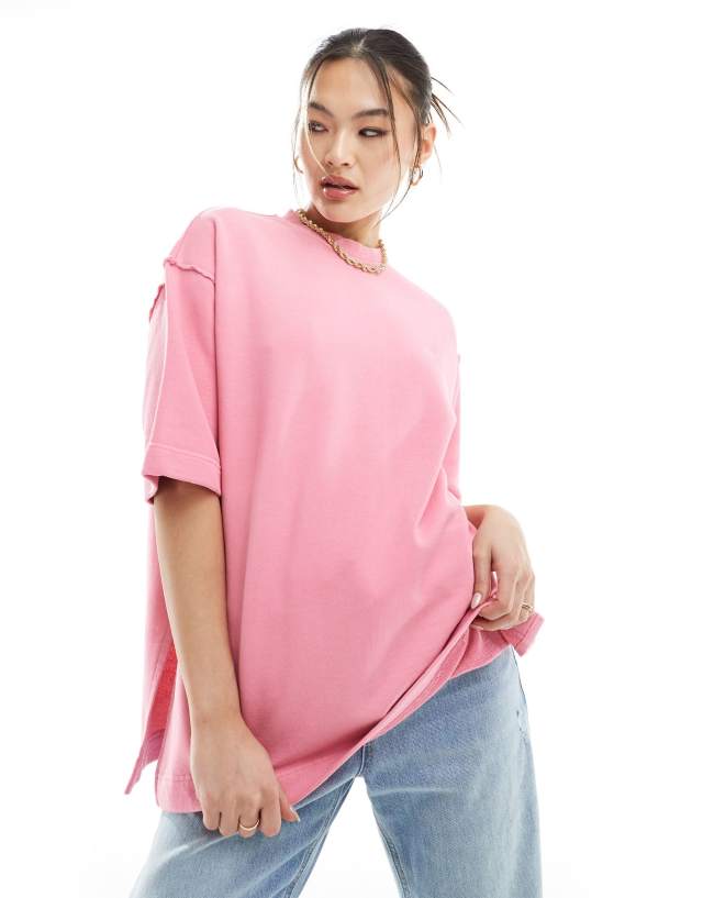 The Couture Club - washed emblem t-shirt in pink