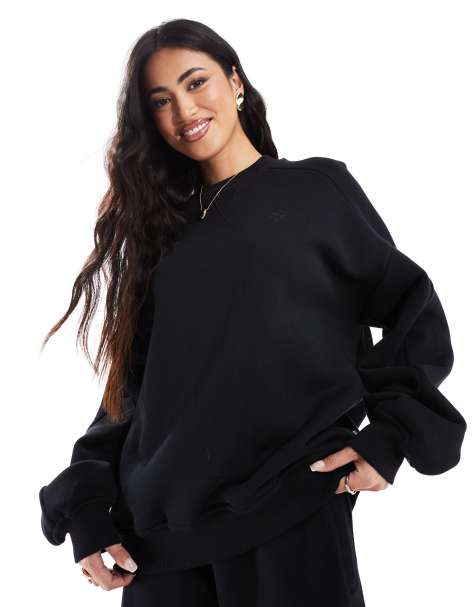 The Couture Club – Washed Essentials – Basic-Sweatshirt in schwarzer Waschung mit Ziernaht - view 1