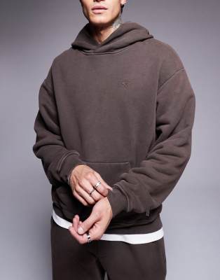 washed essentials hoodie in brown - part of a set