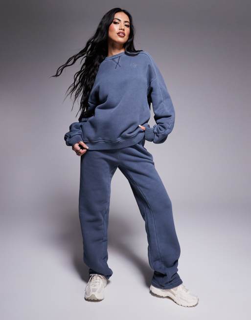 The Couture Club washed essentials straight leg trackies in petrol blue (part of a set)