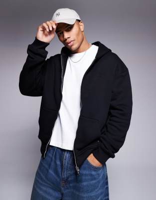 The Couture Club Washed Essentials Zip Through Hoodie In Black