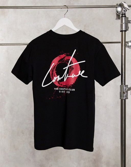 The Couture Club wave circle cut out slim fit t-shirt in black