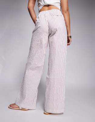 The Couture Club Womens Burgundy Stripe-print Straight-leg Mid-rise Cotton-blend Trousers In Neutral