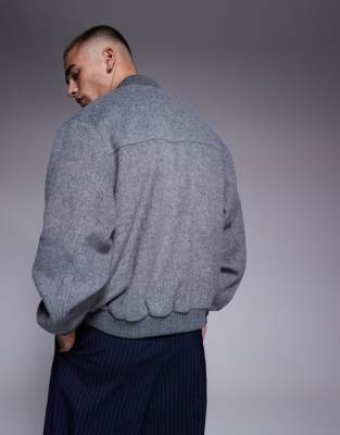 The Couture Club Wool Blend Bomber Jacket In Gray