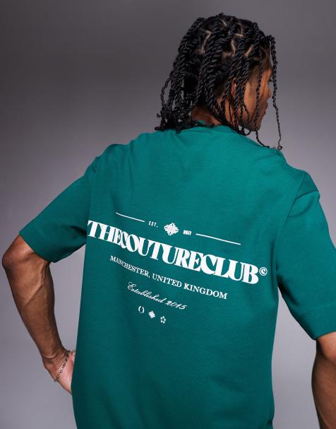 The Couture Club oversized t-shirt in green with chest and back logo print