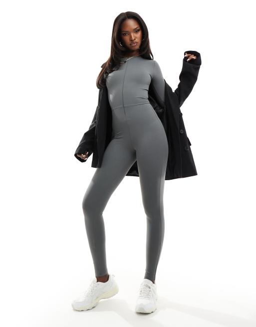 The Couture Club zip up front jumpsuit in gray