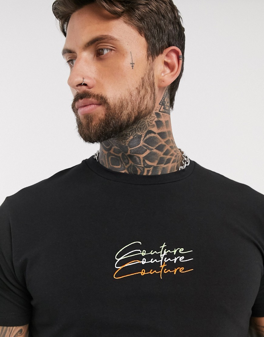 The Couture Club - Zwart T-shirt met driedubbele logotekst