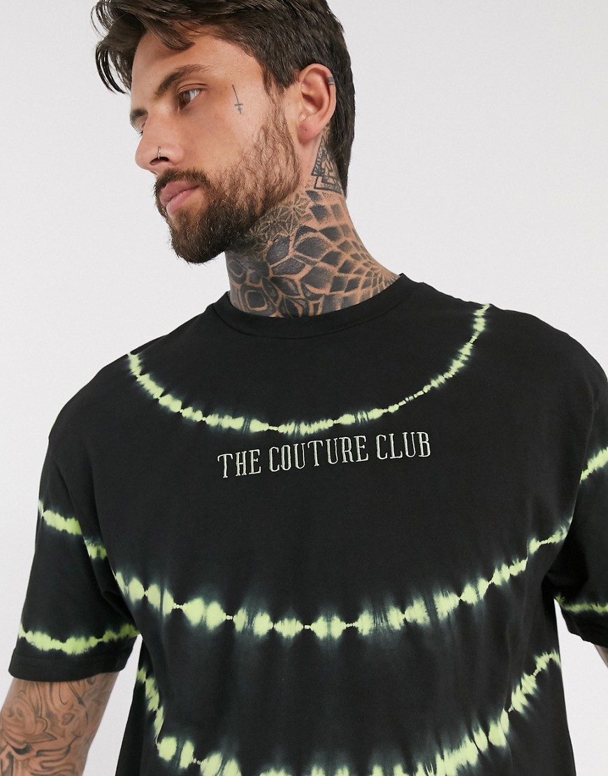 The Couture Club - Oversized t-shirt med batikmønster i sort og grøn