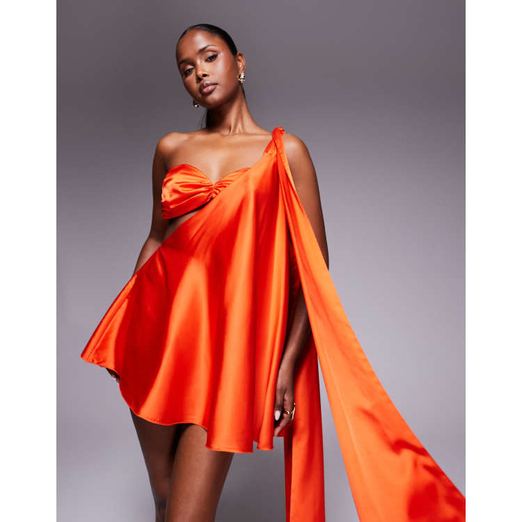 anthia dress in pastel snake The Dolls House Circa Anthia asymmetric satin mini dress in red