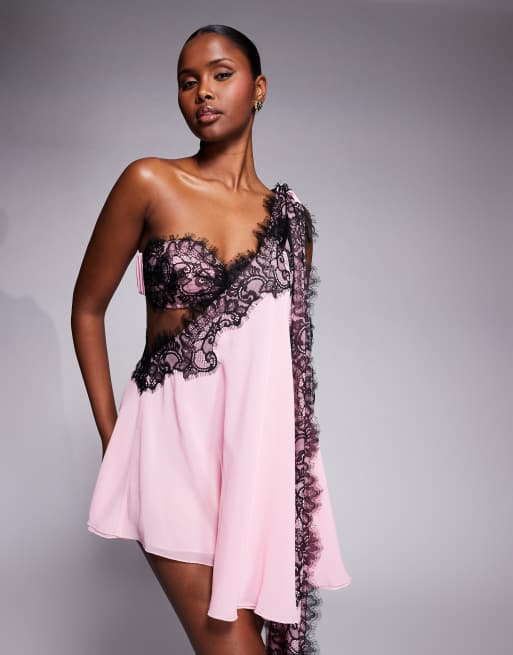 white christmas dresses Abigail Pink Lace Dress with Pearl Accents main image 0