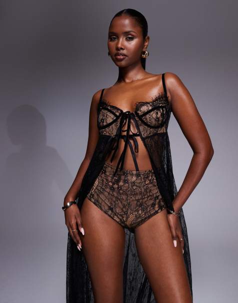 The Dolls House Circa Cieran high rise lace brief shorts in black - part of a set - view 1