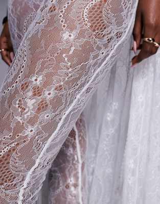 The Dolls House Circa Cieran High Rise Lace Leggings In White