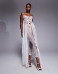 [The Dolls House Circa] The Dolls House Circa Cieran tie front lace maxi top in ivory (part of a set)-White XL Ivory