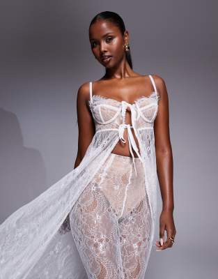 The Dolls House Circa Cieran Tie Front Lace Maxi Top In White