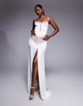 [The Dolls House Circa] The Dolls House Circa Dolce lace cut-out satin maxi dress in ivory-White L Ivory