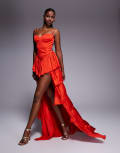 [The Dolls House Circa] The Dolls House Circa Dolce tiered ruffle hi lo maxi dress in red S Candy apple red