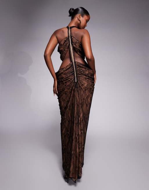 The Dolls House - Circa Karlie - Vestito lungo nero con fiore e cut-out, 3 di 4