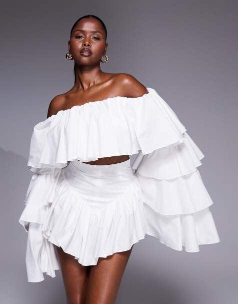 The Dolls House Circa Madonna bardot ruffle top in white - part of a set - view 1