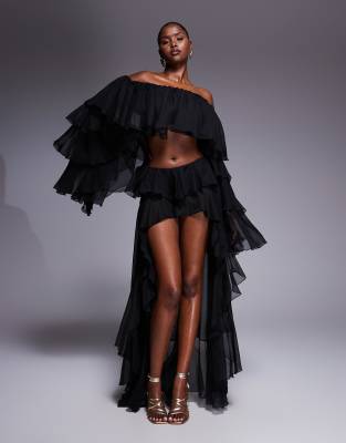 The Dolls House Circa Rebecca Ruffle Shorts In Black