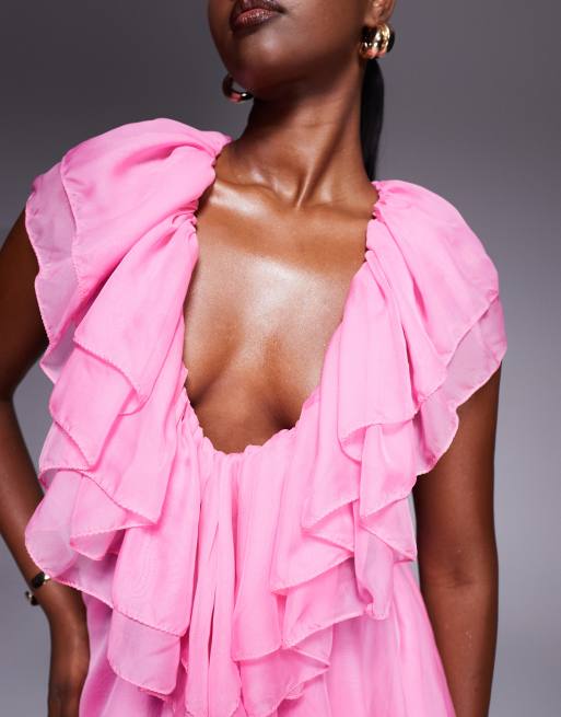 The Dolls House Circa Sara cut-out ruffle mini dress in candy pink