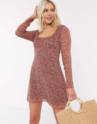 red leopard print smock dress