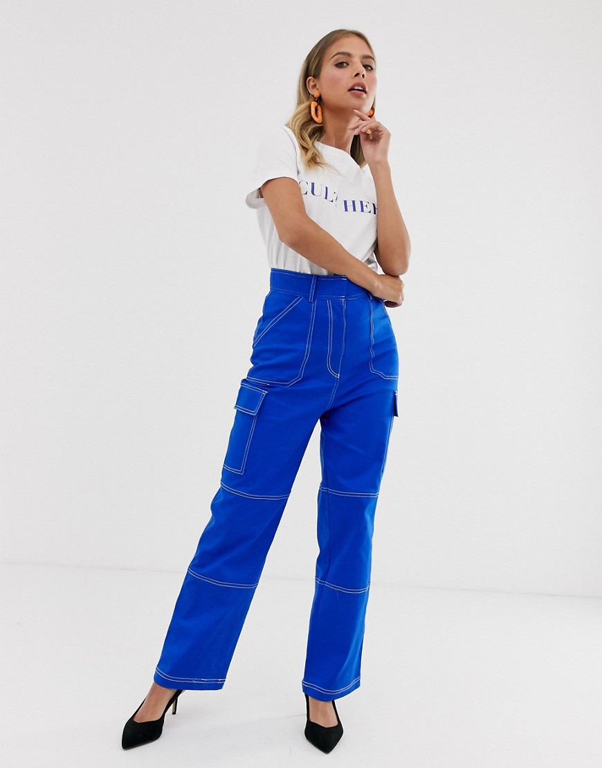 The East Order Becky trousers with contrast stitching-Blue