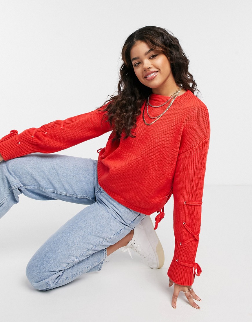 The East Order Clara sleeve detail sweater in red