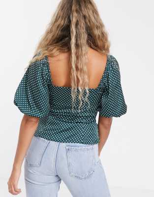 square neck polka dot top