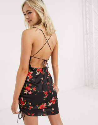 red floral strappy dress