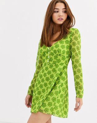 The East Order – Minty – Klövermönstrad klänning-Grön
