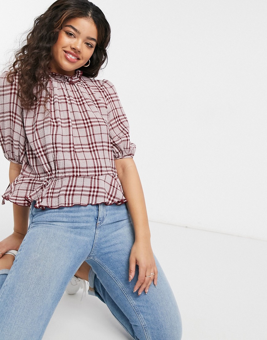 The East Order Pippa Plaid Print Top In Red