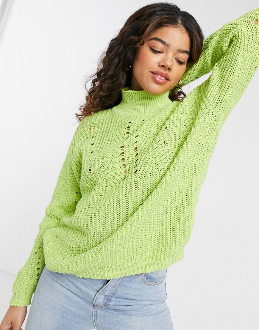 The East Order Polly high neck knit in lime-Green