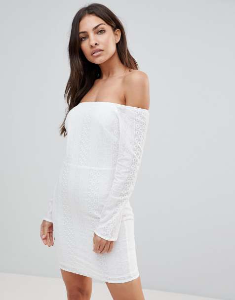 The English Factory Long Sleeve Off Shoulder Embroidered Dress