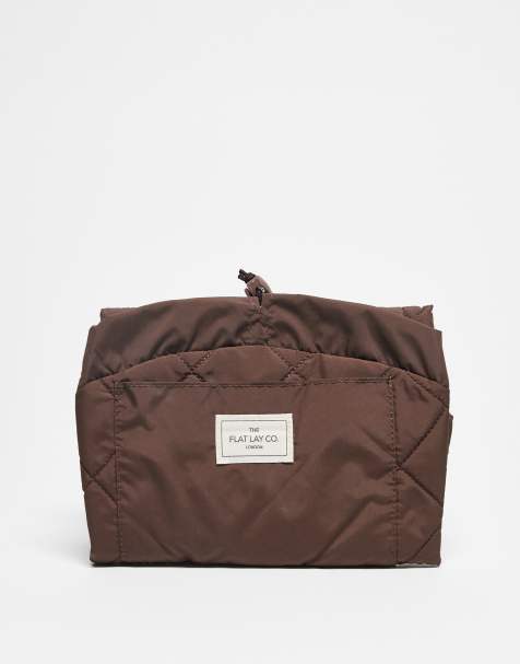 The Flat Lay Co.  ASOS EXCLUSIVE Drawstring Makeup Bag- Espresso Brown - view 1
