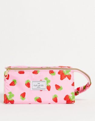 The Flat Lay Co. Box Bag in Strawberry Print and Green Gingham