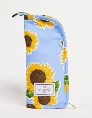 The Flat Lay Co. Brush Holder in Blue Sunflowers Print and Yellow Gingham | ASOS