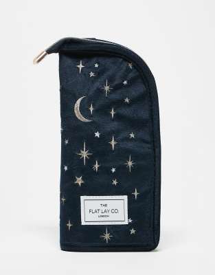 Flat Lay Company The Flat Lay Co. Brush Holder in Embroidered Celestial - Navy Blue Velvet