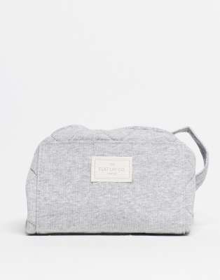 The Flat Lay Drawstring Flat Lay Makeup Bag Cosy Cotton Grey