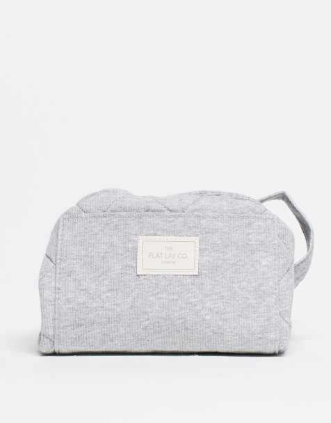The Flat Lay Co. Drawstring Flat Lay Makeup Bag - Cosy Cotton Grey - view 1
