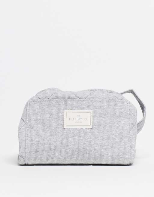 The Flat Lay Co. drawstring flat lay makeup bag - cozy cotton gray